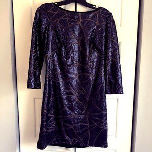 Tadashi Shoji Navy Sequined Cocktail Dress